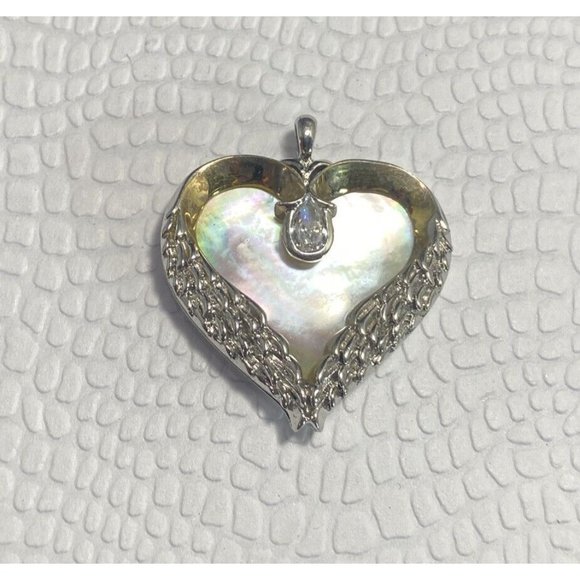 BGE Handcrafted Solid 925 CZ Heart Message Necklace "Gone Yet Not Forgotten” - Picture 1 of 7